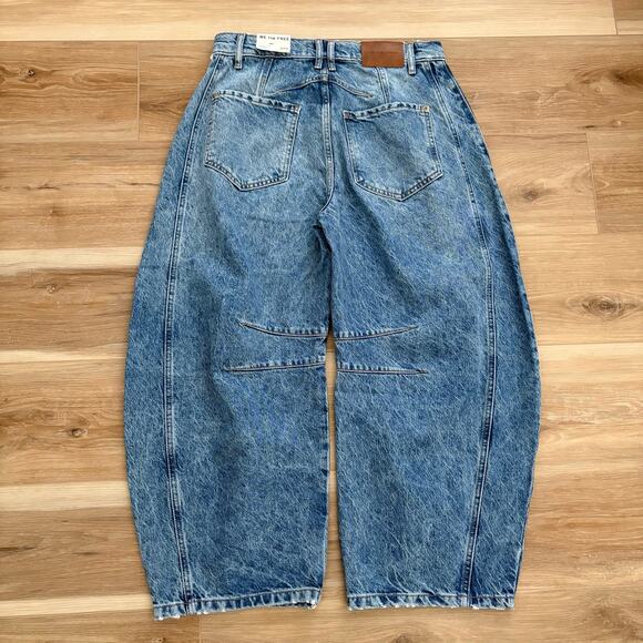 Free People We The Free Good Luck Mid-Rise Barrel Jeans 27 SHORT - Picture 8 of 10